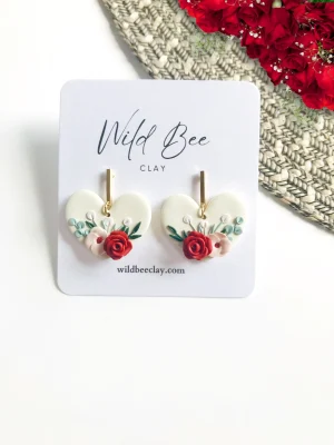 Creamy Floral Heart Dangle