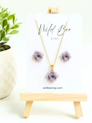 Purple Shades Flower Jewellery Set