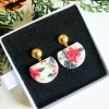 Poinsettia Printed Earrings 11 Poinsettia Printed gold post Earring 1