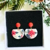 Poinsettia Printed Earrings 15 Poinsettia Printed red post Earring 2