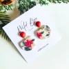 Poinsettia Printed Earrings 14 Poinsettia Printed red post Earring 3