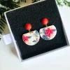 Poinsettia Printed Earrings 13 Poinsettia Printed red post Earring 4