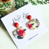 Poinsettia Printed Earrings 12 Poinsettia Printed red post Earring 5